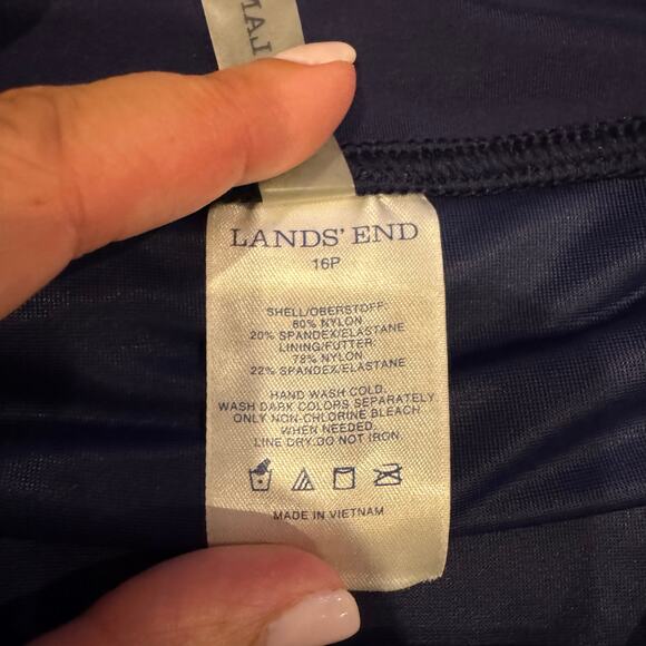 Lands End Womens Solid Navy Blue Swim Skirt Attached Brief Suit Bottom Size 16P - Picture 6 of 6